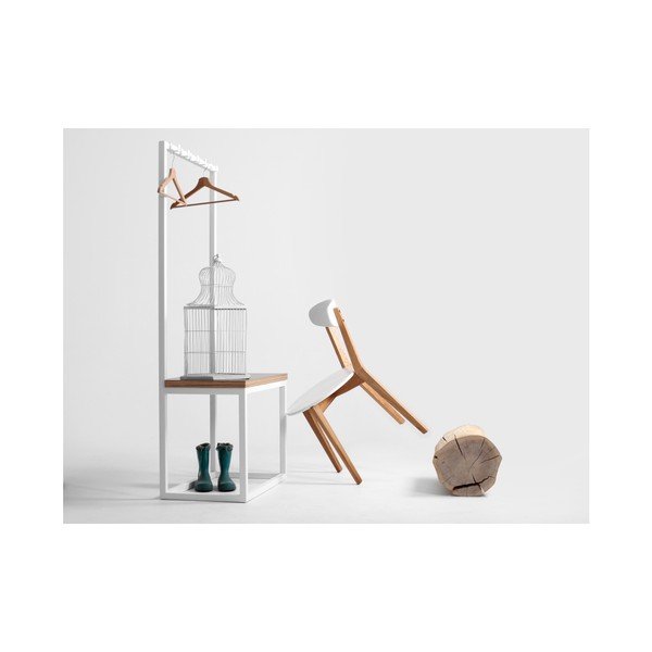 Бяла закачалка за дрехи с пейка , широчина 75 см Next - CustomForm-image-1