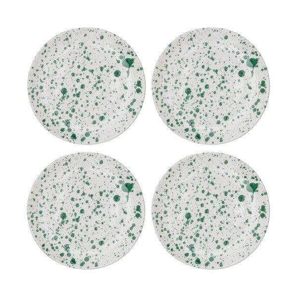 Бяло-зелени десертни чинии в комплект от 4 части, изработени от керамика ø 18 cm Carnival - Ladelle-image-2