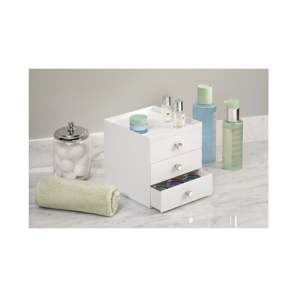 Бяла кутия за съхранение с 3 чекмеджета iDesign, височина 18 cm - iDesign-image-2