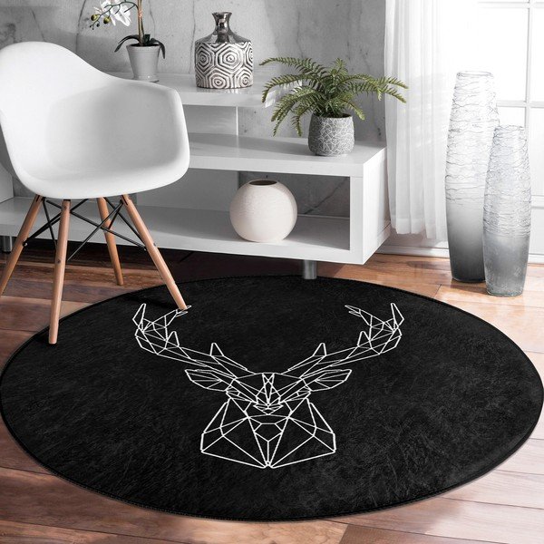 Черен кръгъл килим подходящ за пране и за прахосмукачки роботи ø 100 cm Comfort – Mila Home-image-3