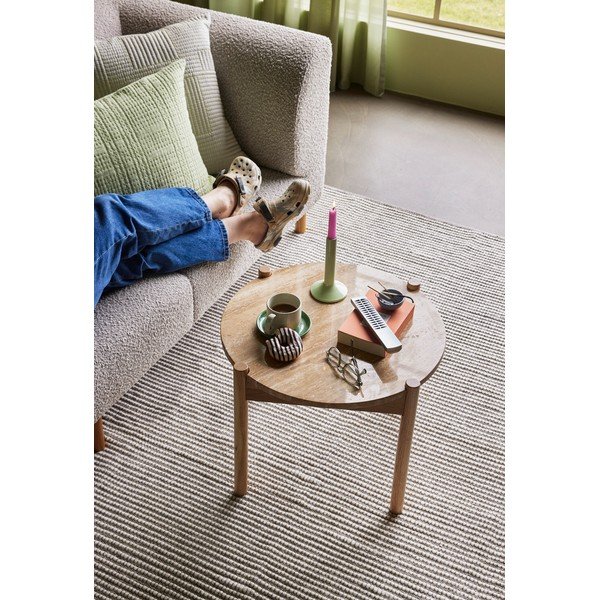 Кръгла масичка за кафе с скаменен плот за маса в естествен цвят ø 60 cm Trava – Hübsch-image-2