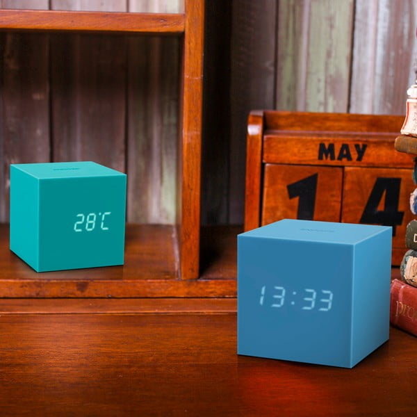 Лазурно син LED будилник Gravity Cube Gravity Cube Click - Gingko-image-4