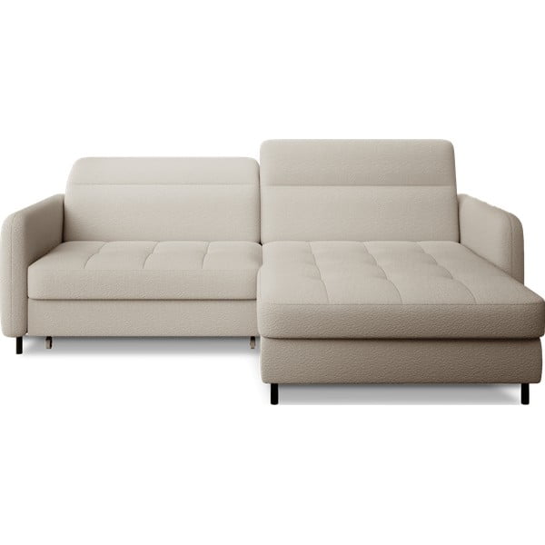 Бежов разтегателен ъглов диван с място за съхранение от букле (десен ъгъл) Gomsi – ELTAP