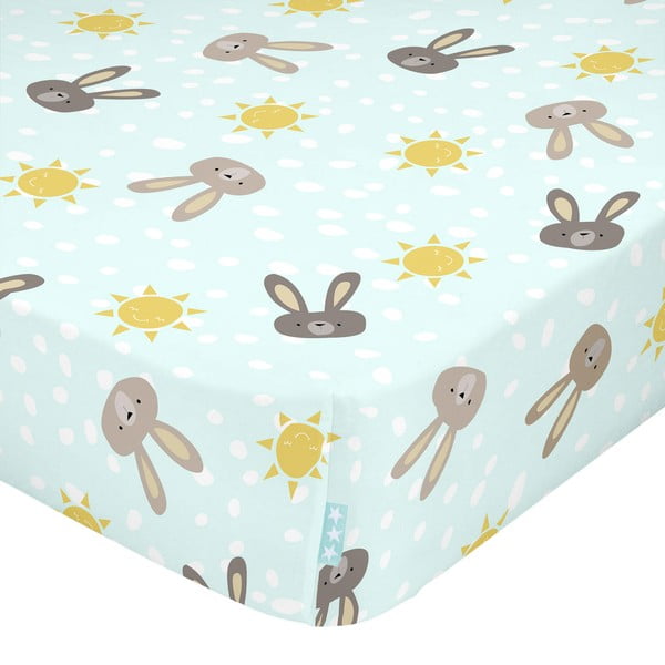 Бебешки памучен чаршаф , 70 x 140 cm Rabbit Family - Moshi Moshi