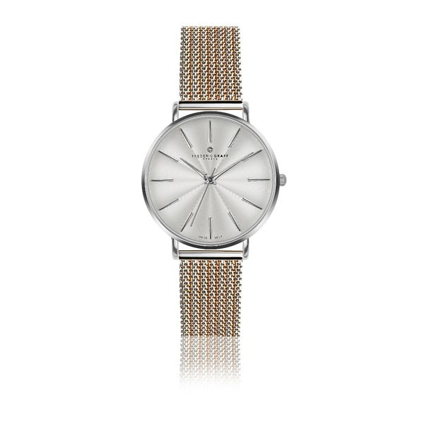 Дамски часовник с каишка от неръждаема стомана в сребристо и златисто розово Monte - Frederic Graff