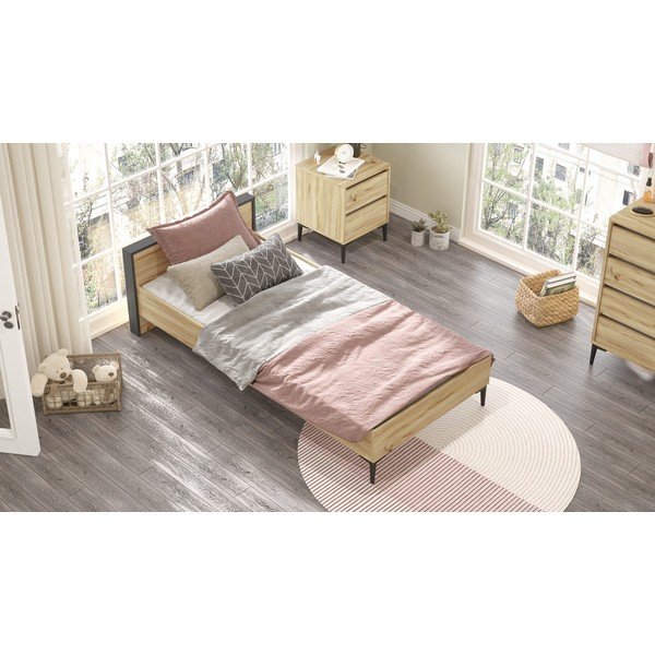 Единично легло 90x200 cm с включена подматрачна рамка естествено AR5 – Kalune Design-image-1