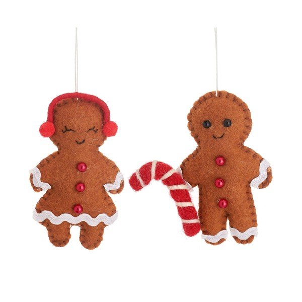 Текстилни ръчна изработени Коледни украси в комплект 2 бр. 6,5 cm Gingerbread Couple – Sass & Belle