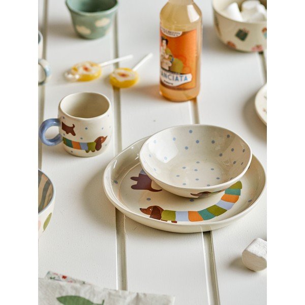 Глинен детски комплект за хранене 3 бр. Charlie – Bloomingville Mini-image-1
