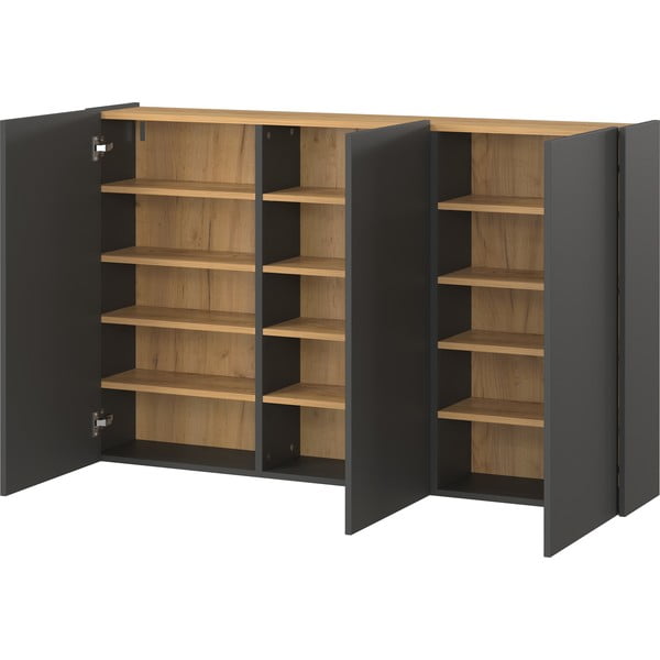 Антрацитно висящо шкафче от декор от дъб  138x87x25 cm Libbiano – Germania-image-3