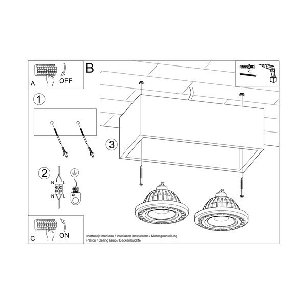 Сиво осветително тяло за таван 14x27 cm Postiga – Sollux-image-4