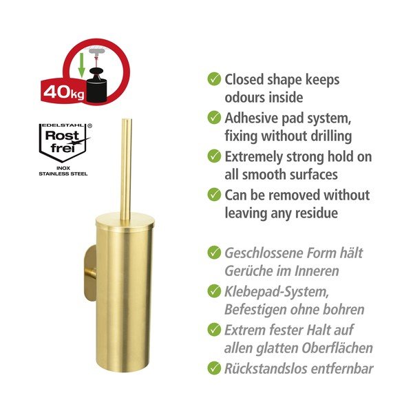 Самостоятелна четка за тоалетна от неръждаема стомана в златист цвят Orea Gold - Wenko-image-3