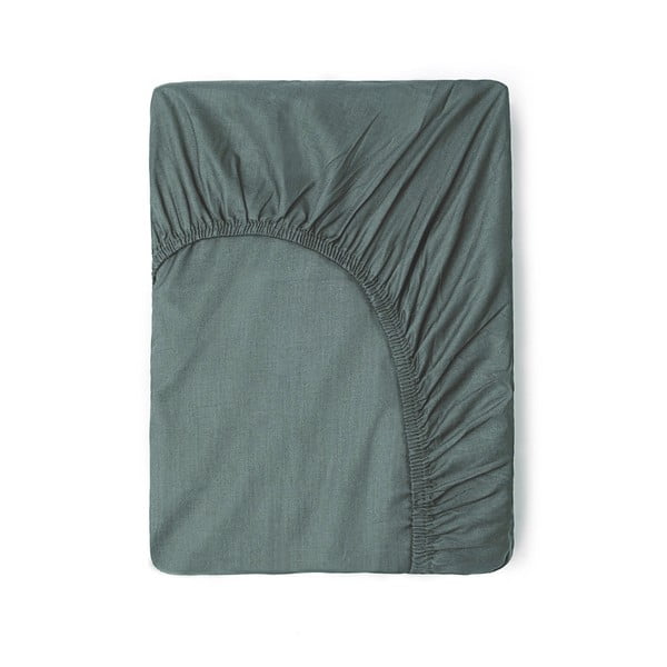 Зелено-сив разтегателен памучен чаршаф 160x200 cm – Good Morning
