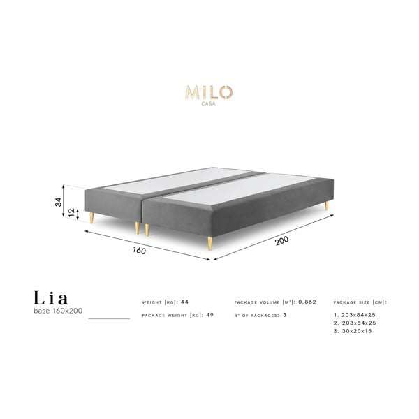 Бежово кадифено двойно легло , 160 x 200 cm Lia - Milo Casa-image-4