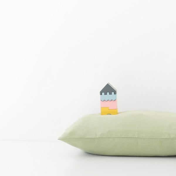 Детска зелена ленена калъфка за възглавница Nature, 40 x 60 cm - Linen Tales-image-1