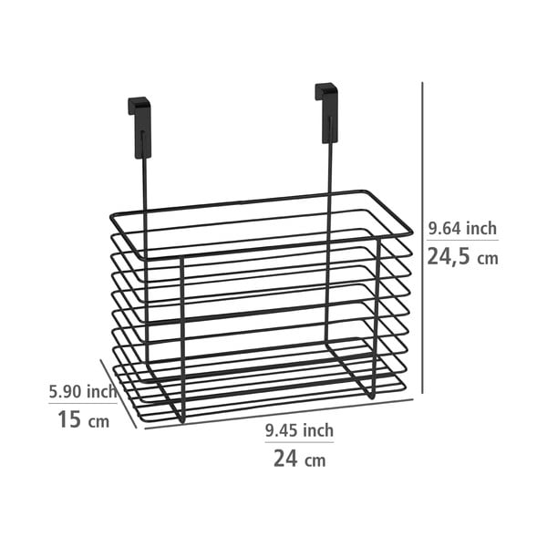 Черна висяща метална кошница за кухненска врата Slim, височина 25 cm - Wenko-image-4