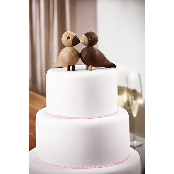 Комплект от 2 статуетки от масивна дъбова дървесина Lovebirds - Kay Bojesen Denmark-image-1