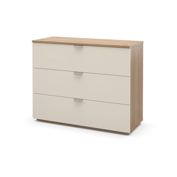 Кремаво-естествен скрин от декор от дъб  100x80x40 cm Dennis – Marckeric-image-2