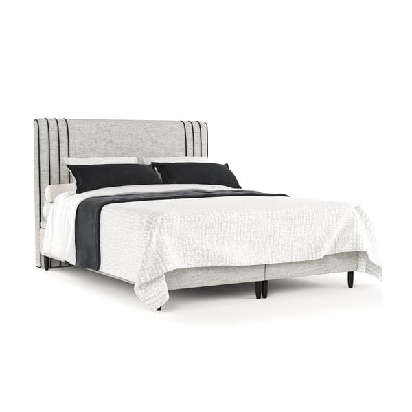 Светлосиво тапицирано двойно легло с място за съхранение 140x200 cm Musca – Maison de Rêve-image-2