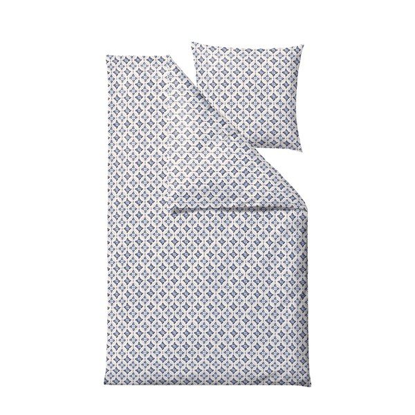 Бяло и синьо памучно спално бельо за единично легло 140x200 cm Heirloom - Södahl-image-2