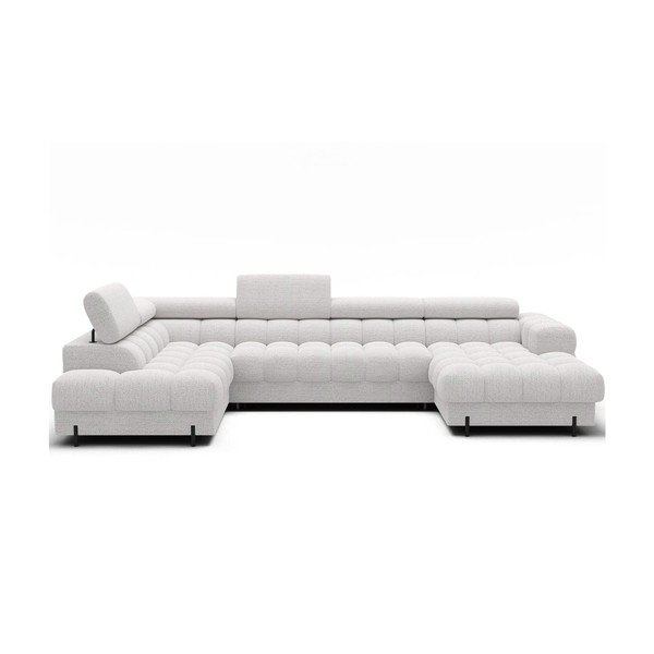 Кремав разтегателен ъглов диван от букле (ляв ъгъл U форма) Feraria – ELTAP