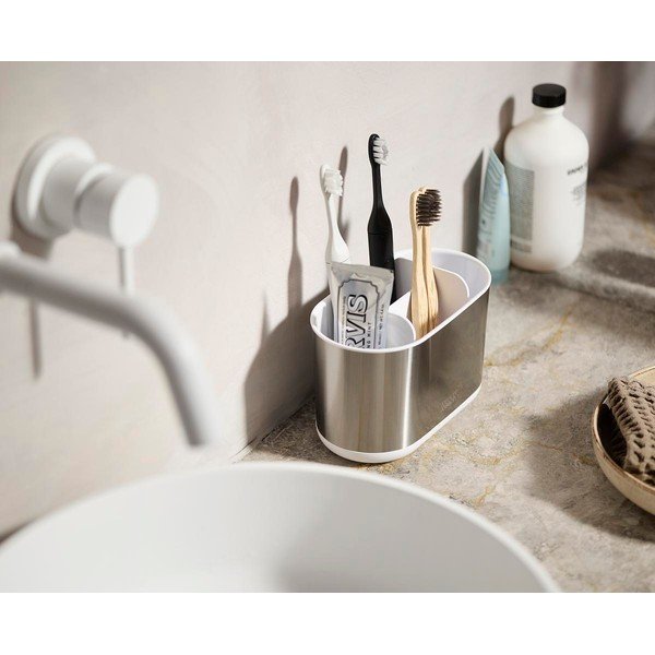 Стойка за четки за зъби от неръждаема стомана в сребрист цвят Duo Steel – Joseph Joseph-image-2