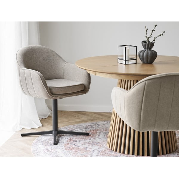 Светлосиви тапицирани трапезни столове в комплект с подлакътници 2 бр. Tamera – House Nordic-image-1