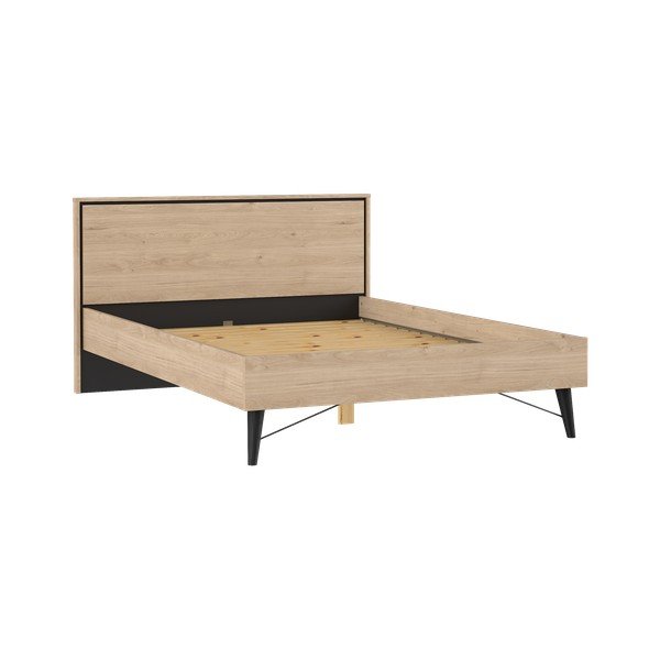 Двойно легло от дъбов декор с включена подматрачна рамка в естествен цвят 140x200 cm Ry – Tvilum-image-2