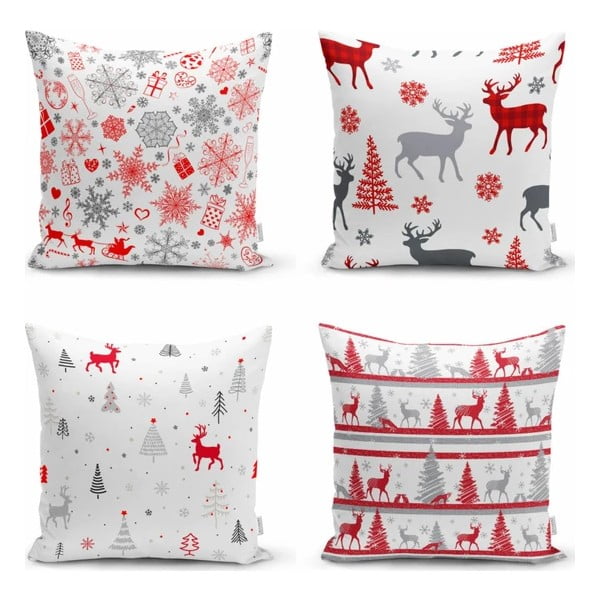 Калъфки за възглавници в комплект от 4 бр. с коледни мотиви 43x43 cm Snowflakes – Mila Home