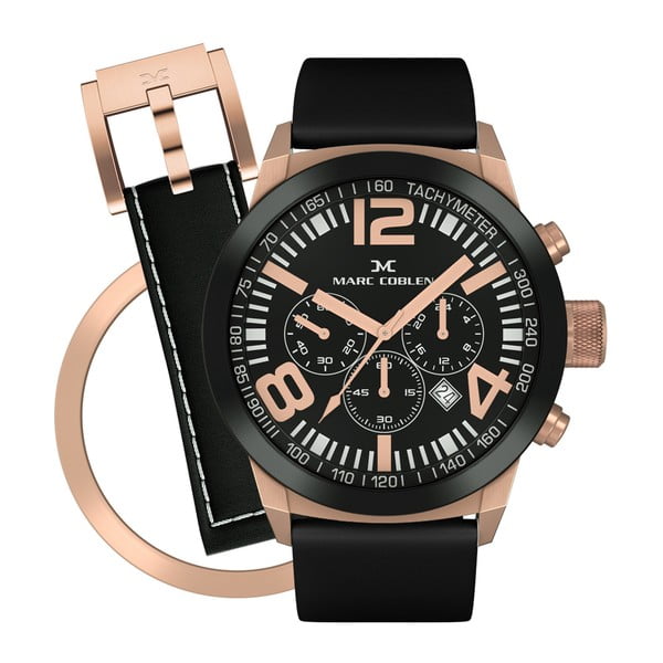 Unisex hodinky Marc Coblen s páskem a kroužkem navíc P81