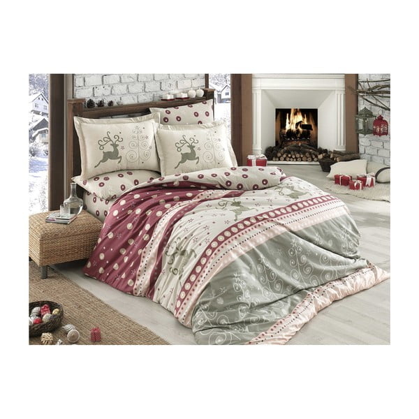 Коледно спално бельо за двойно легло с чаршаф Francesca, 160 x 220 cm - Mijolnir
