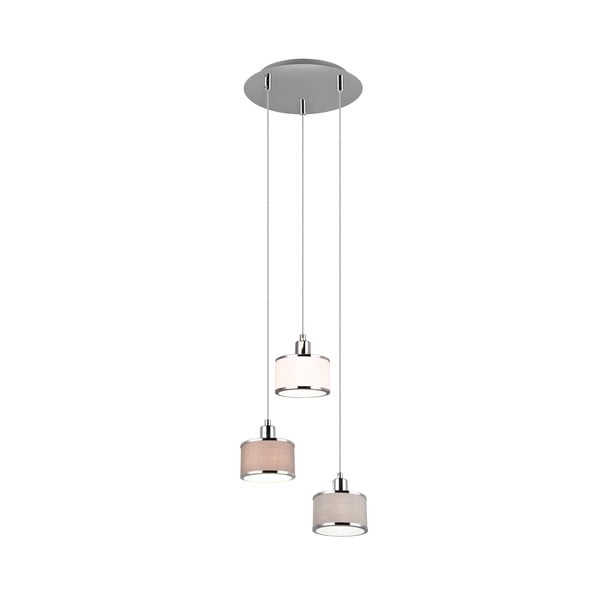 Висяща лампа в бежово и сребристо с текстилен абажур ø 29 cm Kaprun - Trio