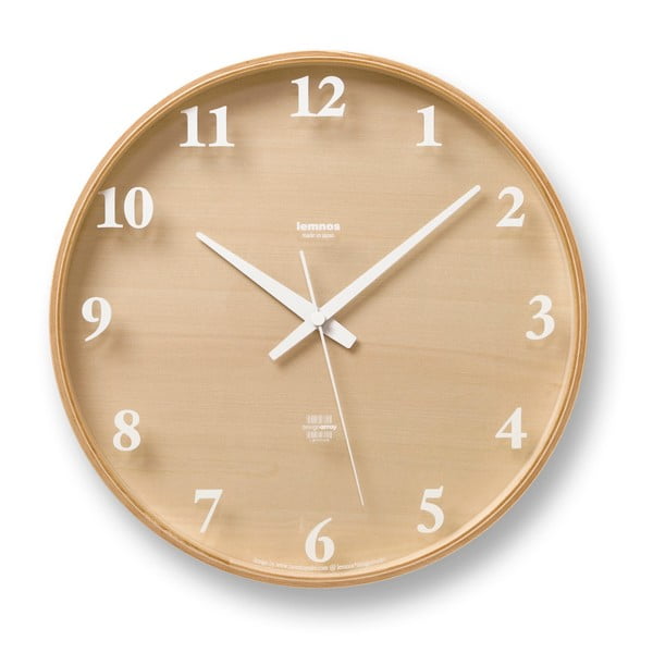 Hnědé nástěnné hodiny Lemnos Clock Snow, ⌀ 25,4 cm