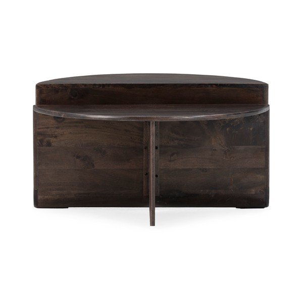 Тъмнокафява кръгла масичка за кафе от масивно манго ø 80 cm Divya – MOME-image-1