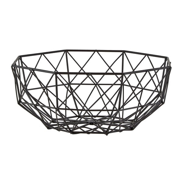 Черна декоративна кошница Lines, ⌀ 23,5 cm - KJ Collection