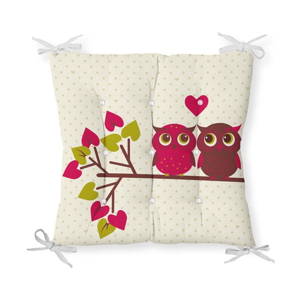 Възглавница за сядане от памучна смес Lovely Owls, 40 x 40 cm - Minimalist Cushion Covers