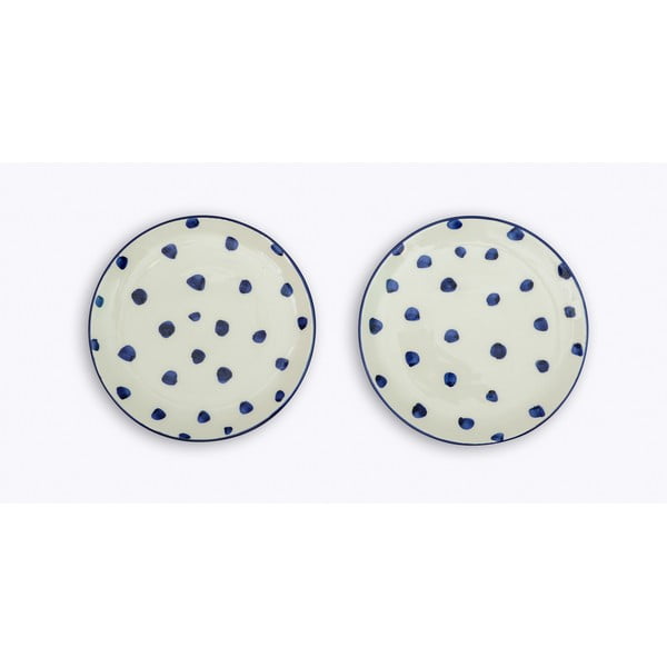 Комплект от 2 керамични чинии Blue Dots, ø 25 cm - Madre Selva