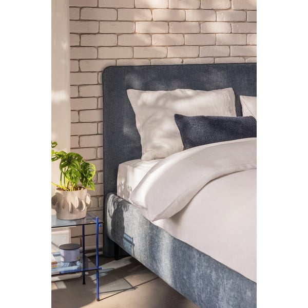 Синьо  тапицирано двойно легло с включена подматрачна рамка 160x200 cm Noira Slim – Bonami Selection-image-3