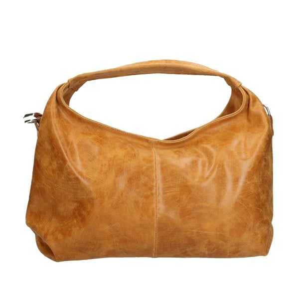 Кафява кожена чанта Sabina в цвят коняк - Chicca Borse