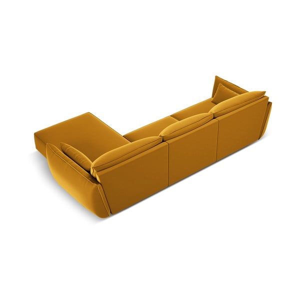 Кадифен ъглов диван в цвят горчица (десен ъгъл) Vanda – Mazzini Sofas-image-3