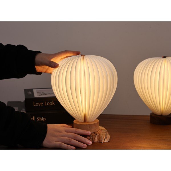 Бяла LED затъмняваща се настолна лампа с хартиен абажур (височина 20 cm) Aeris – Gingko-image-3