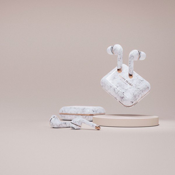 Безжични слушалки в бял мрамор Air 1 Plus In-Ear - Happy Plugs-image-4