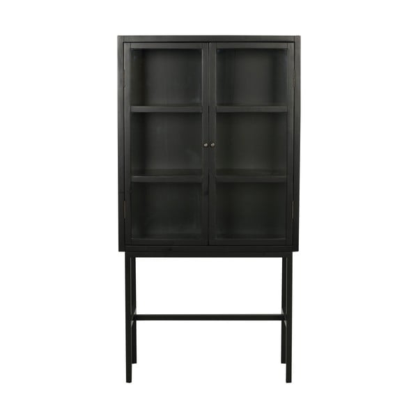 Черен шкаф от каучуково дърво 85x160 cm Marshalle - Rowico