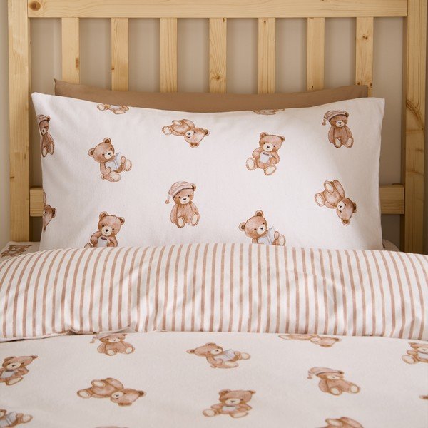 Кремаво единично  фланелено детско спално бельо 120x150 cm Brushed Teddy Bear – Catherine Lansfield-image-3