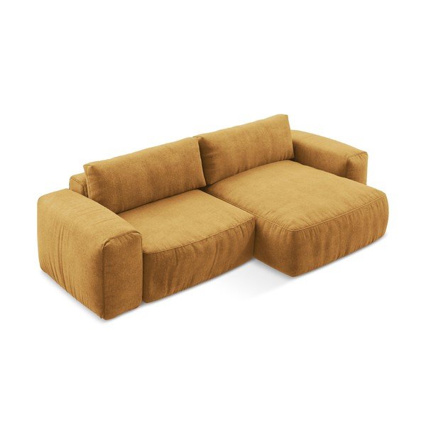 Шенилов сгъваем ъглов диван в цвят горчица (десен ъгъл) Kuki – Makamii-image-3
