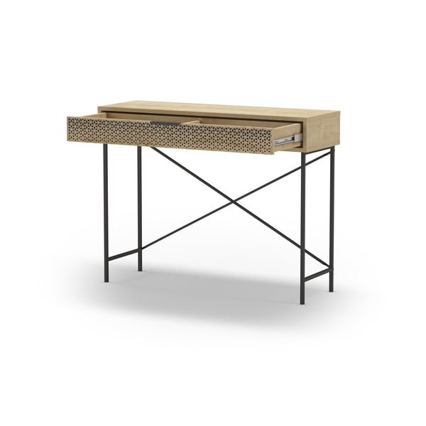 Конзолна маса с дъбов декор в естествен цвят 35,5x110 cm Ecrin - Marckeric-image-3