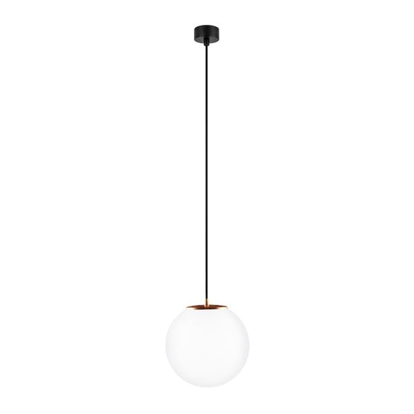Бяла висяща лампа с черен кабел и детайли в меден цвят Tsuri, ⌀ 25 cm - Sotto Luce