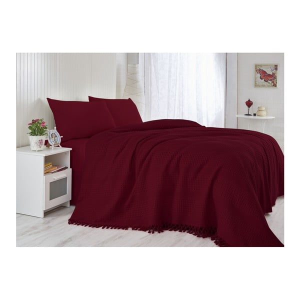 Червена памучна покривка за двойно легло Suity, 220 x 240 cm - Şaheser