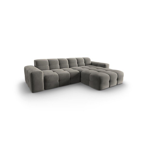 Ъглов диван от сиво кадифе (десен ъгъл) Kendal - Micadoni Home-image-3
