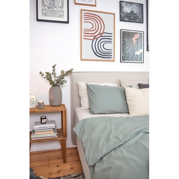 Мента зелено спално бельо за единично легло от измит памук , 140 x 200 cm - Bonami Selection-image-3