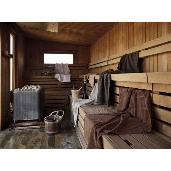 Кафяво-сива памучна кърпа от тери 50x100 cm Sauna – Zone-image-1